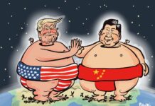 Combat de sumo en Corée entre Trump et Xi Jinping